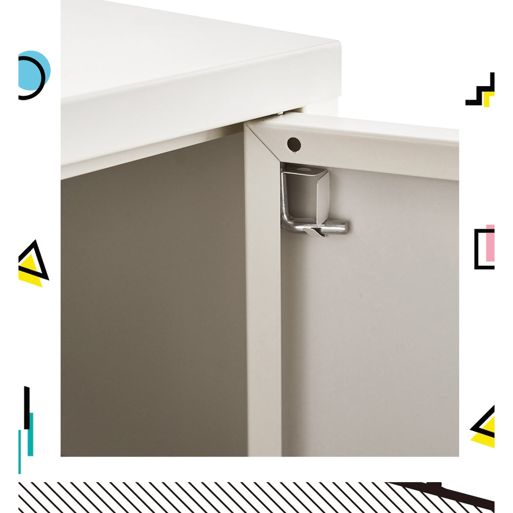 Buffet Sideboard Locker Metal Storage Cabinet - White