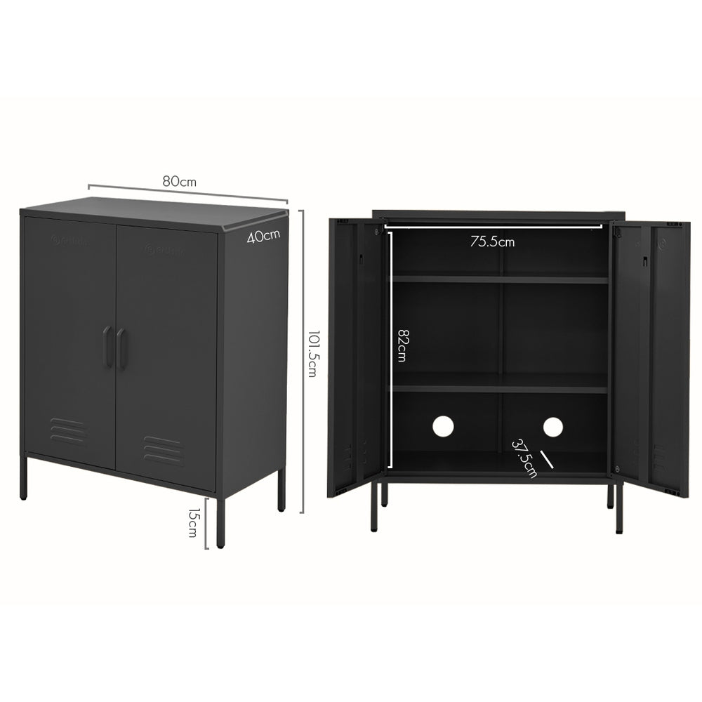 Buffet Sideboard Locker Metal Storage Cabinet - Charcoal
