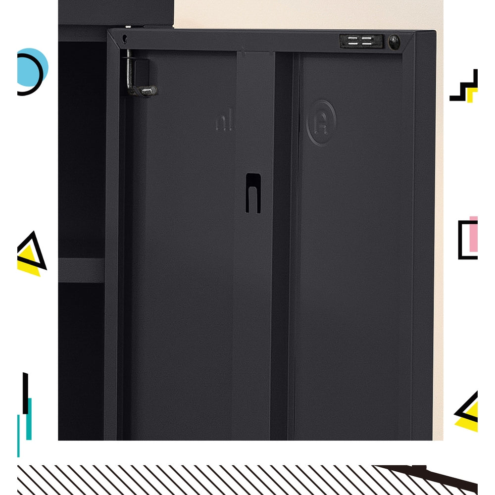 Buffet Sideboard Locker Metal Storage Cabinet - Charcoal