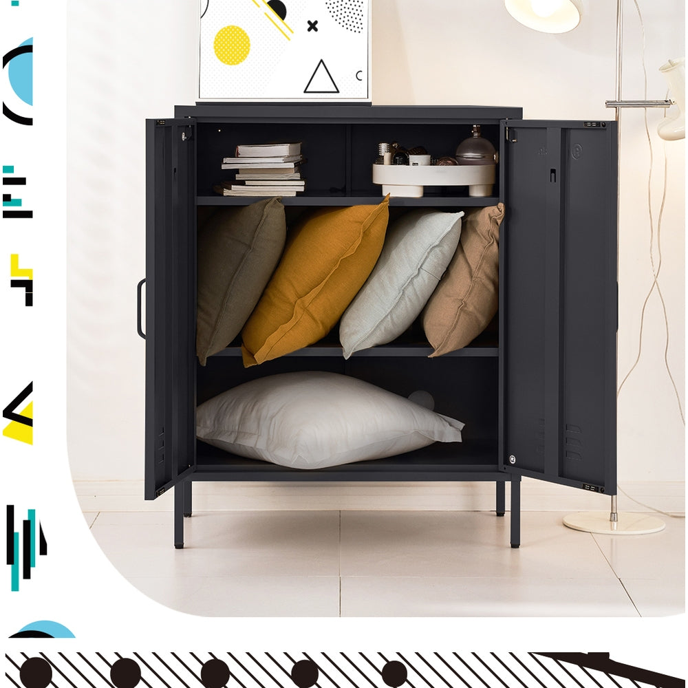 Buffet Sideboard Locker Metal Storage Cabinet - Charcoal