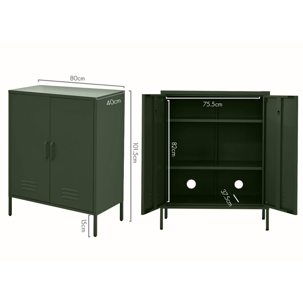 Buffet Sideboard Locker Metal Storage Cabinet - Green