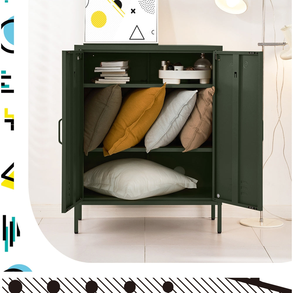Buffet Sideboard Locker Metal Storage Cabinet - Green