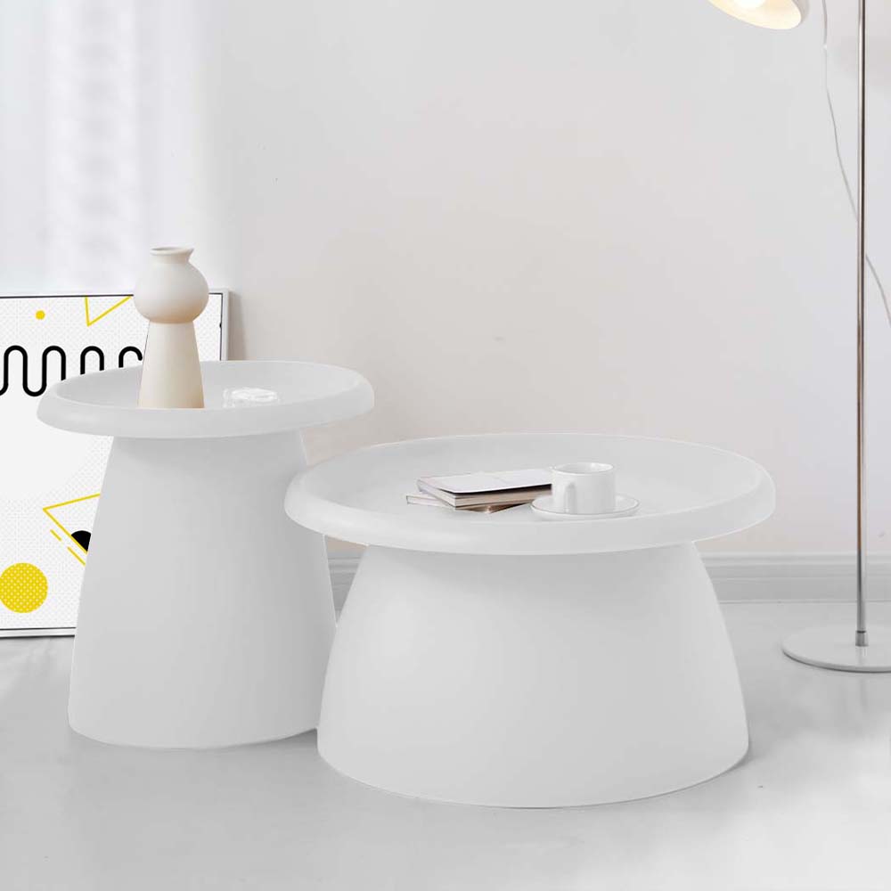 Coffee Table Mushroom Round Small Side Table 50CM White