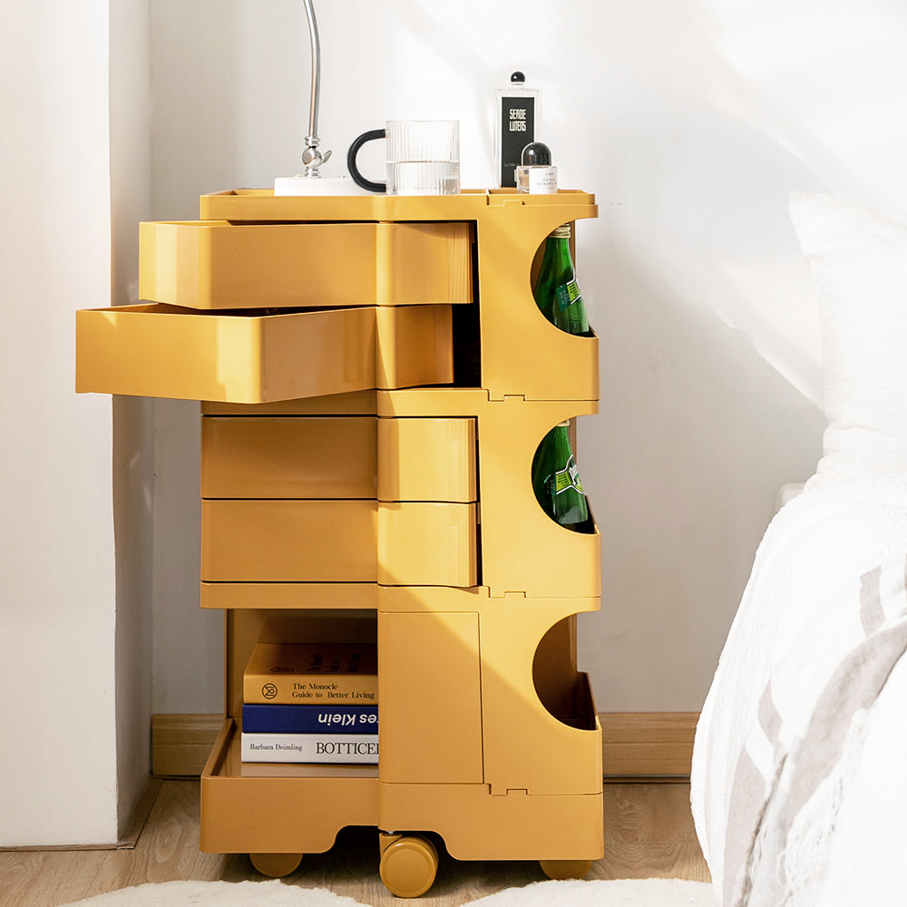 Bedside Table Side Tables Nightstand Organizer Replica Boby Trolley 5Tier Yellow