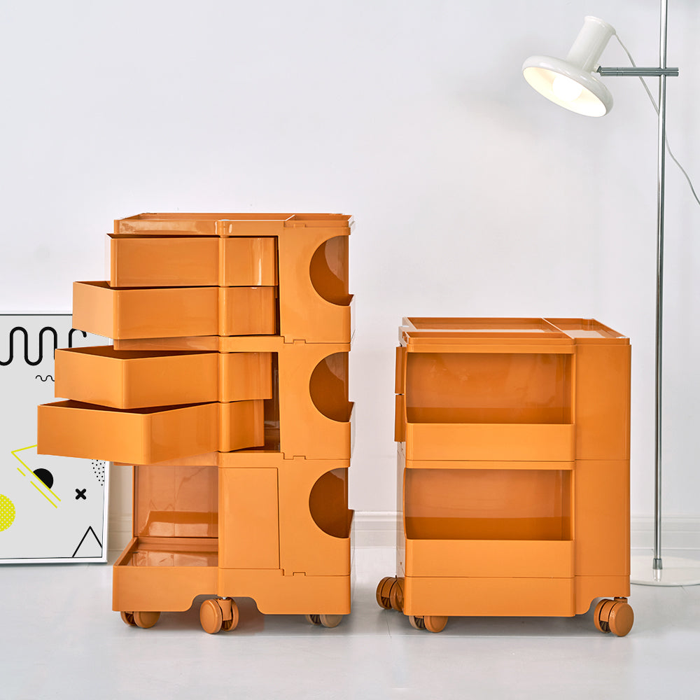 Bedside Table Side Tables Nightstand Organizer Replica Boby Trolley 3Tier Orange
