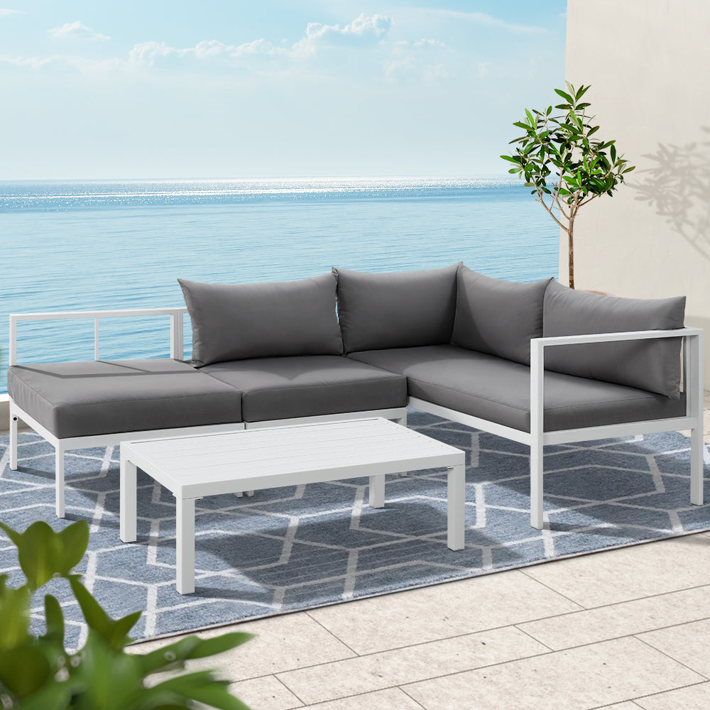 Aluminium Outdoor Sofa Table Chair Furniture Lounge Set - 4 Seater