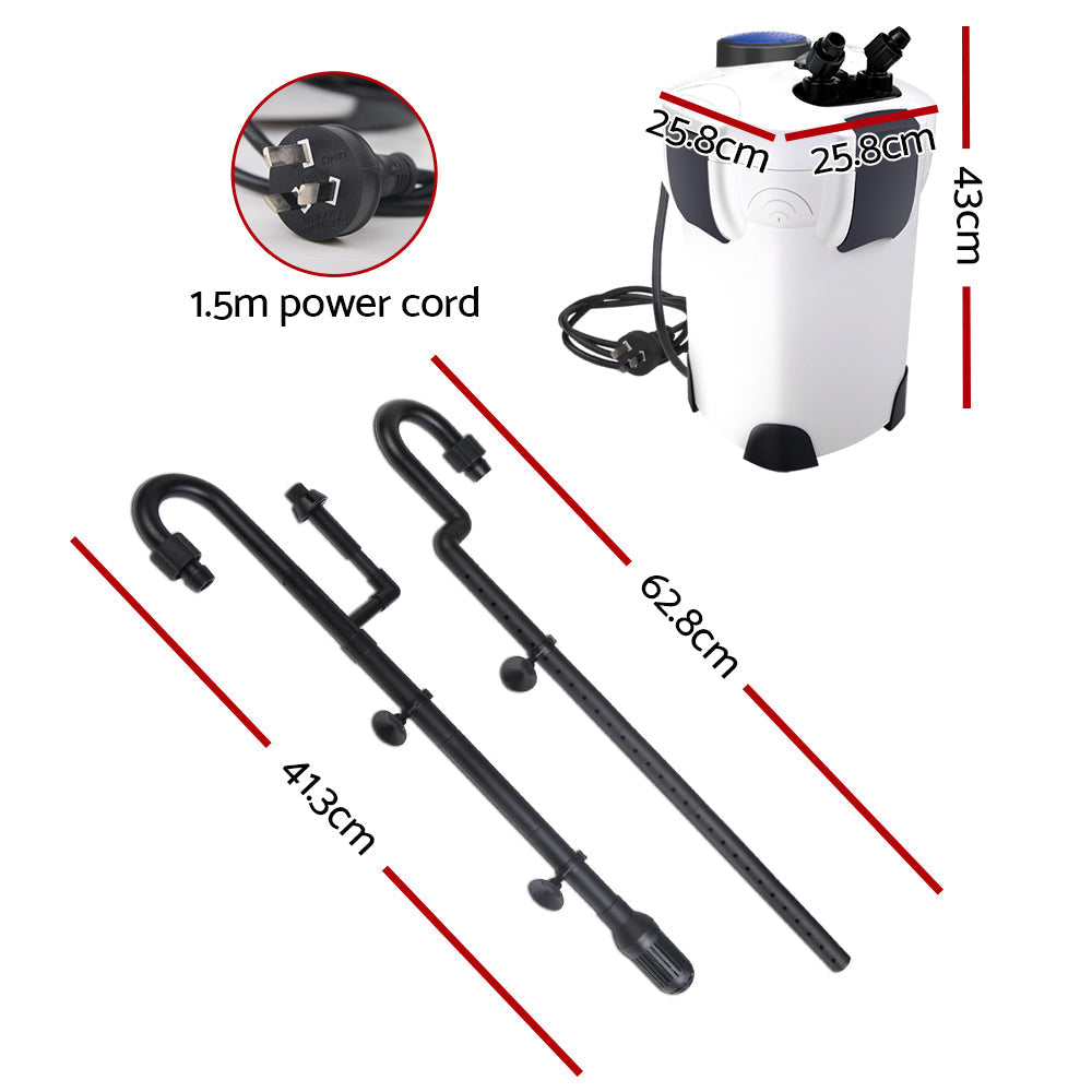 Aquarium External Filter Fish Tank UV Light with Media Kit - 1850LH