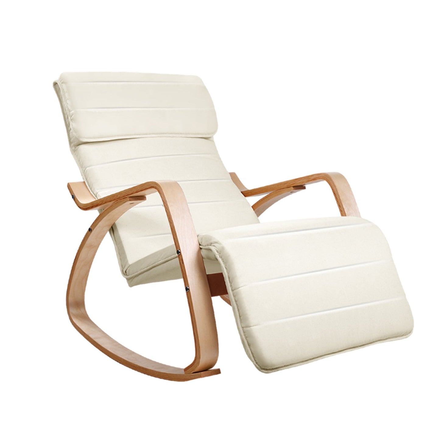 Rocking Armchair with Adjustable Foot Rest - Beige