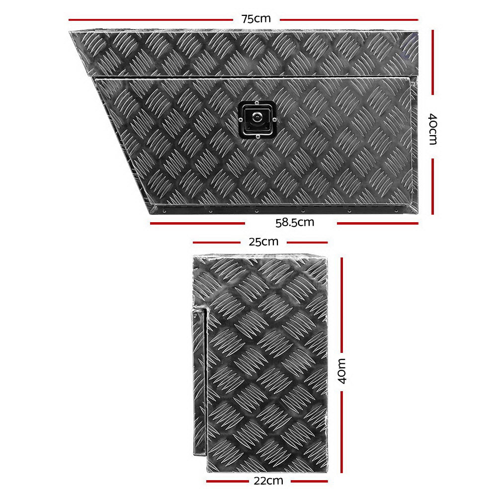 Garage Undertray Tool Box Aluminium Alloy Underbody - 1 Pair