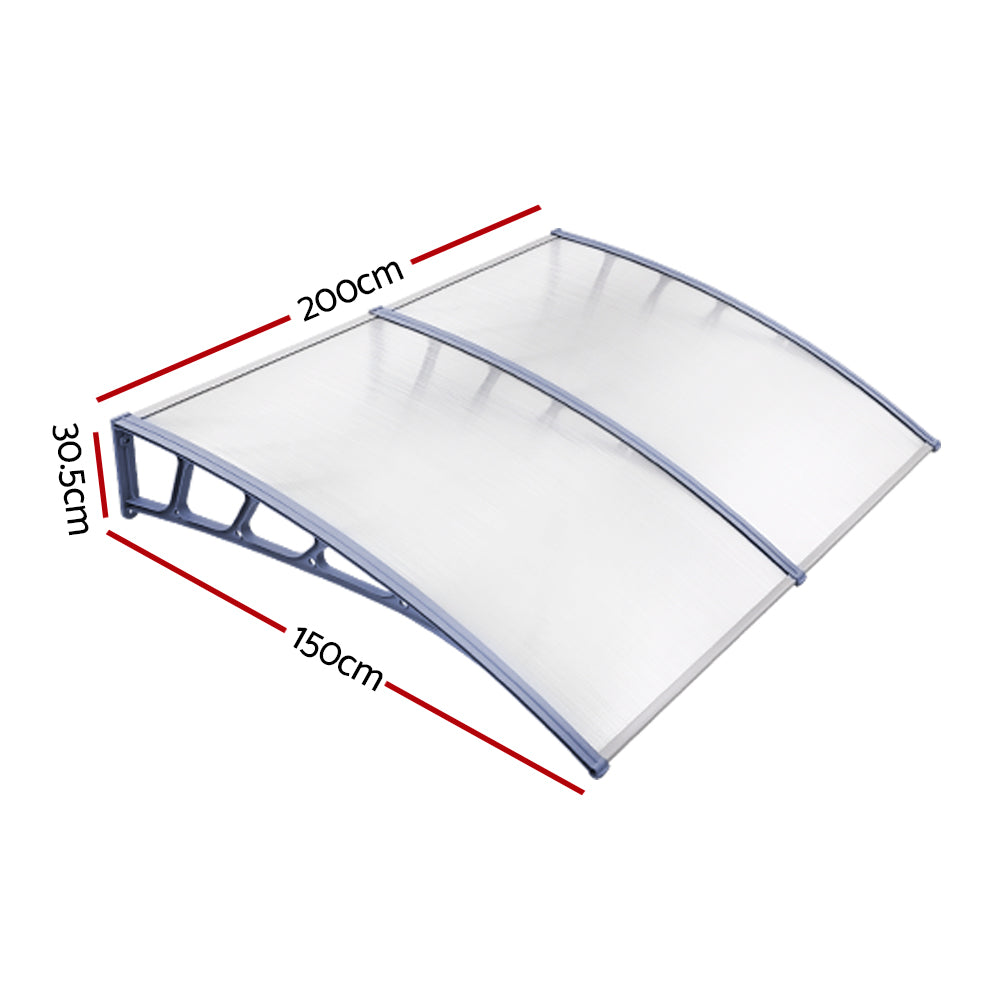 Patio DIY Window Door Awning Canopy Sun Shield - 1.5x2m