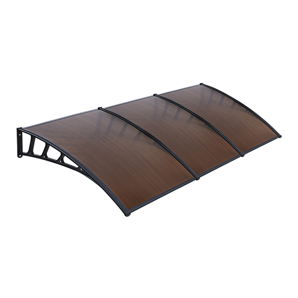 Patio DIY Window Door Awning Canopy Sun Shield Brown - 1.5x3m