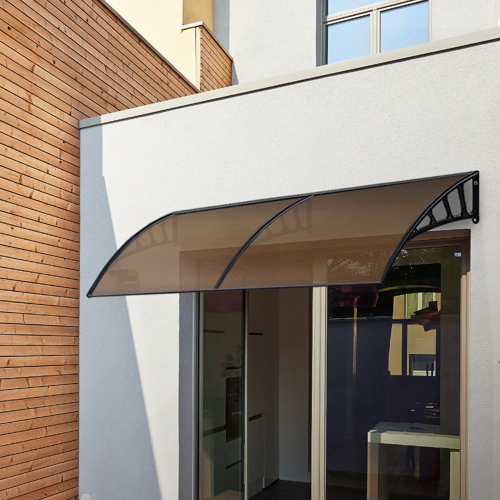Patio DIY Window Door Awning Canopy Sun Shield Brown - 1.5x3m