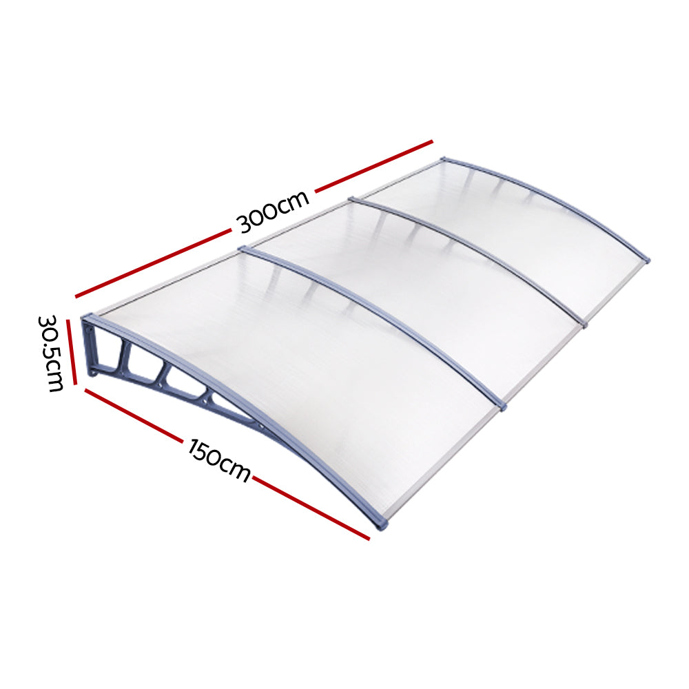 Patio DIY Window Door Awning Canopy Sun Shield - 1.5x3m