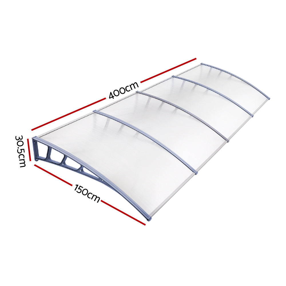 Patio DIY Window Door Awning Canopy Sun Shield - 1.5x4m