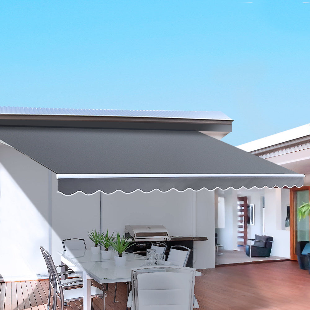 Side Awning Outdoor Blinds Retractable Sun Shade Grey - 2.5x2m