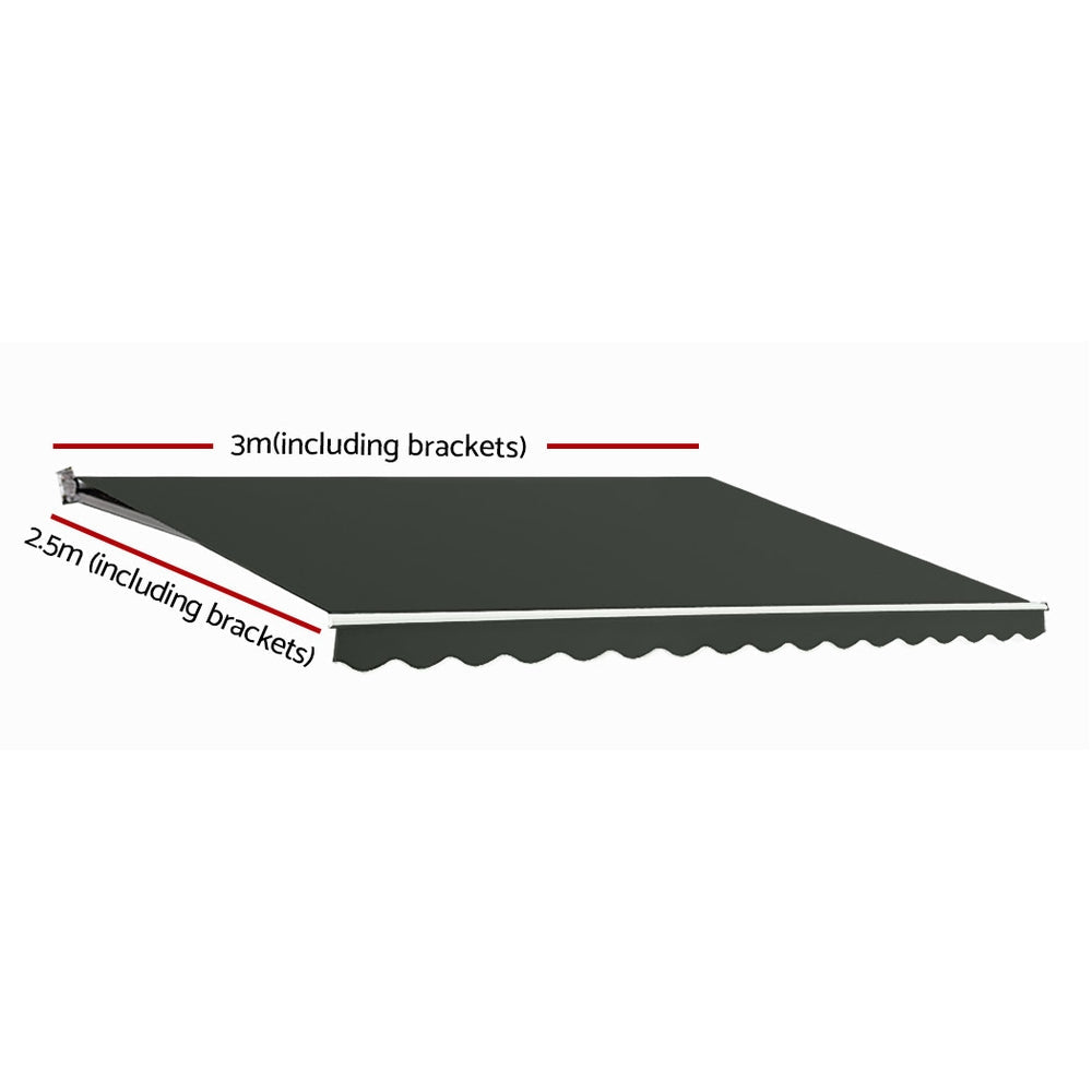 Side Awning Outdoor Blinds Retractable Sun Shade Grey - 3x2.5m