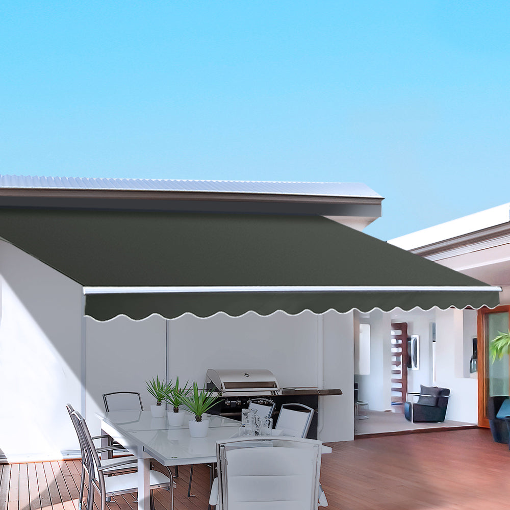Side Awning Outdoor Blinds Retractable Sun Shade Grey - 3x2.5m