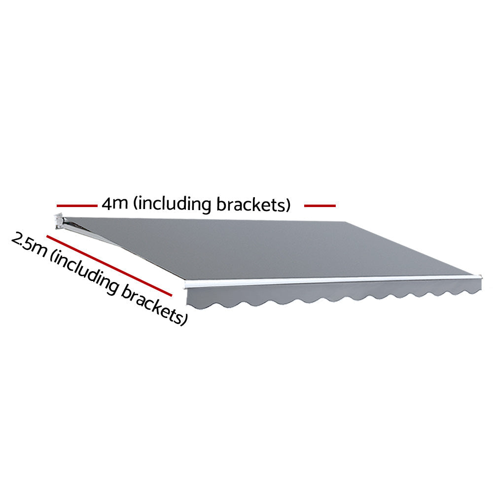 Awning Outdoor Patio Retractable Folding Arm Pearl Grey - 4x2.5m