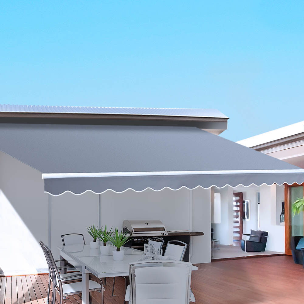 Awning Outdoor Patio Retractable Folding Arm Pearl Grey - 4x2.5m