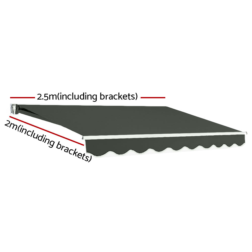 Motorised Folding Arm Awning Outdoor Sunshade - 2.5x2m