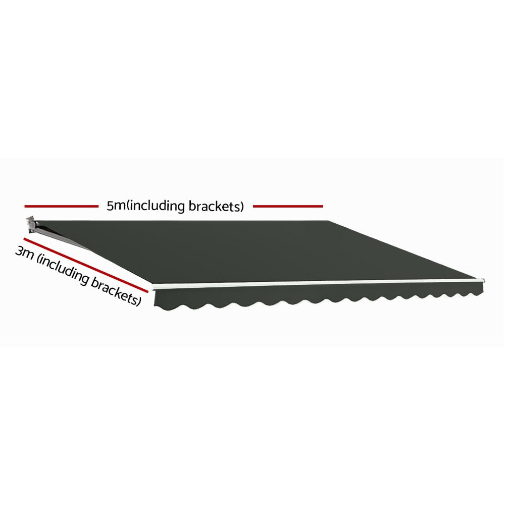 Motorised Folding Arm Awning Outdoor Sunshade - 5x3m
