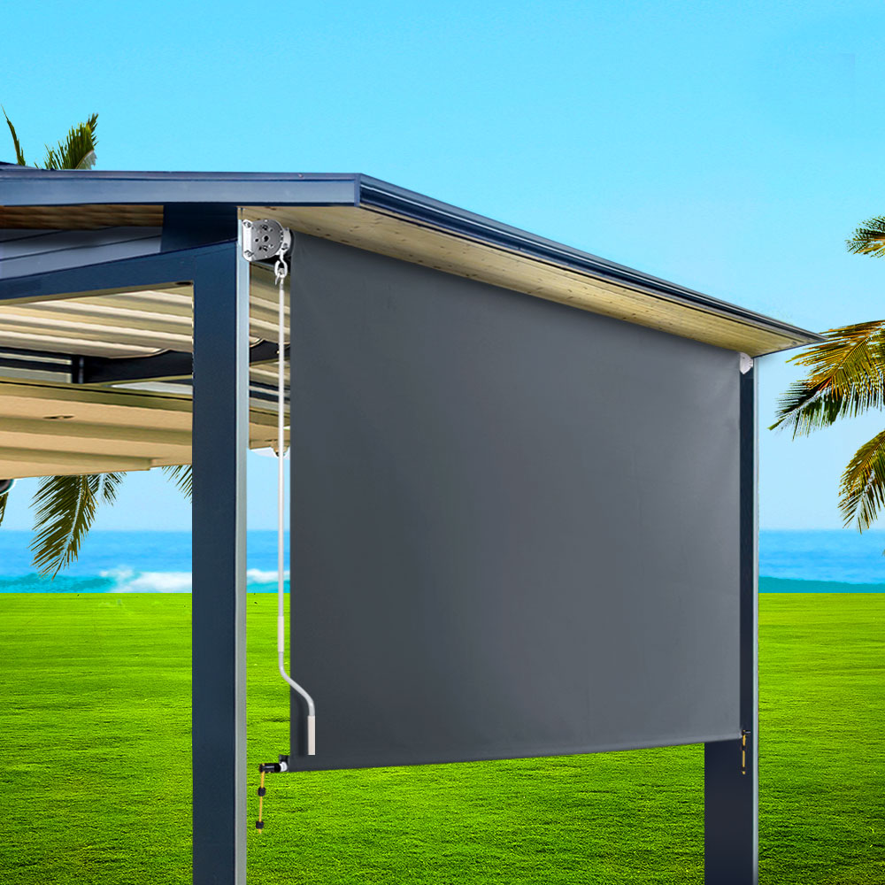 Outdoor Blind Roll Down Retractable Window Shade - 2.4x2.5m