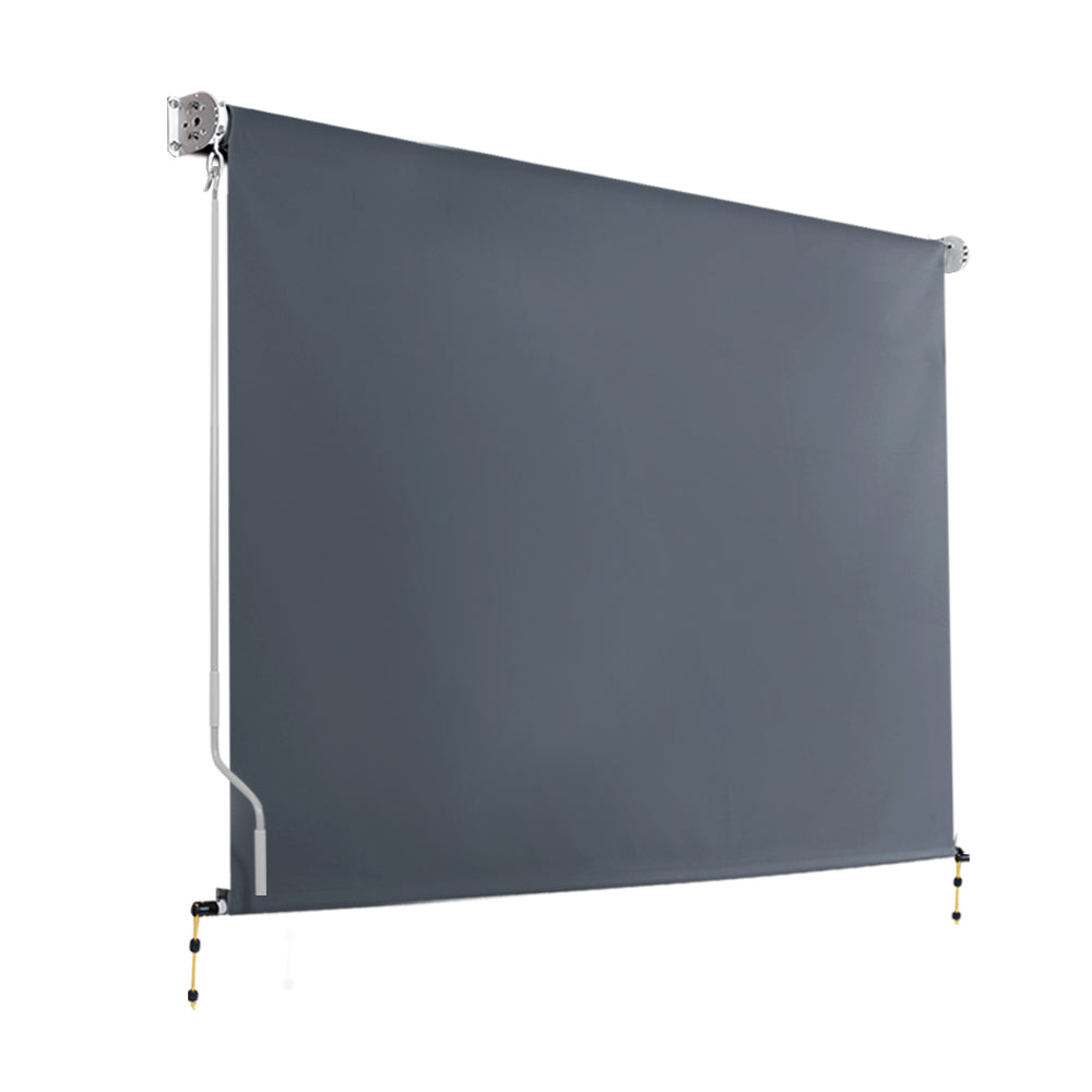 Outdoor Blind Window Roll Down Canopy Privacy Screen Grey - 3x2.5m