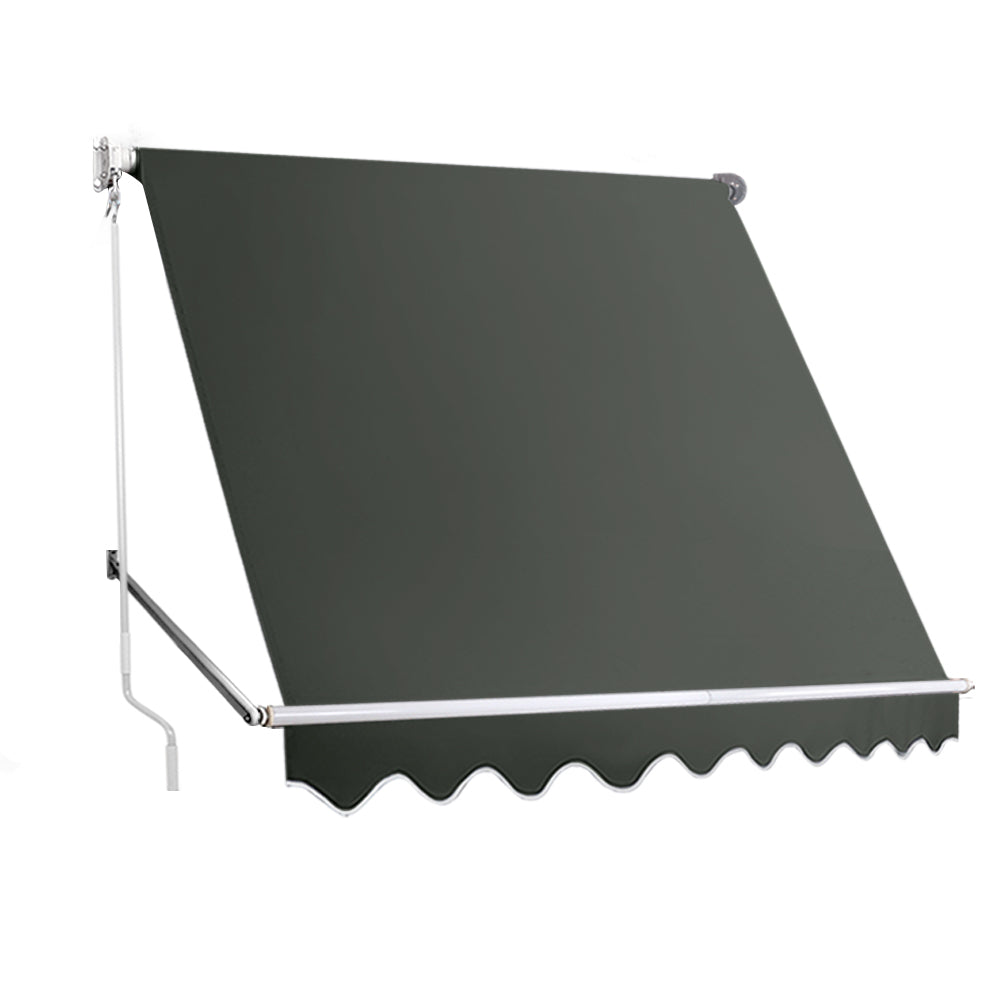 Window Pivot Arm Patio Outdoor Retractable Blinds - 2.4x2.1m