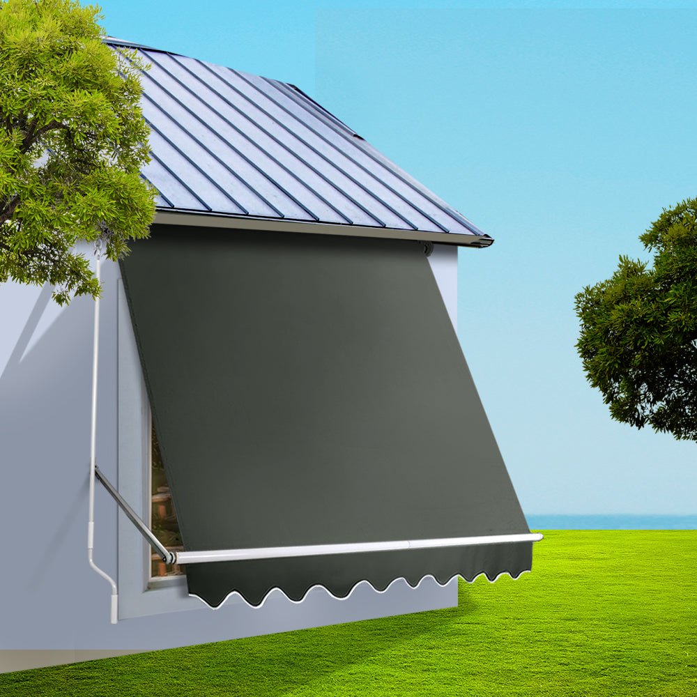 Window Pivot Arm Patio Outdoor Retractable Blinds - 2.4x2.1m