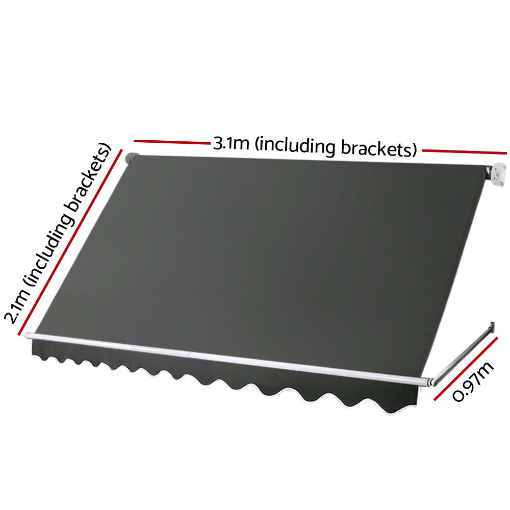 Outdoor Window Pivot Arm Retractable Canopy Blinds - 3.1x2.1m