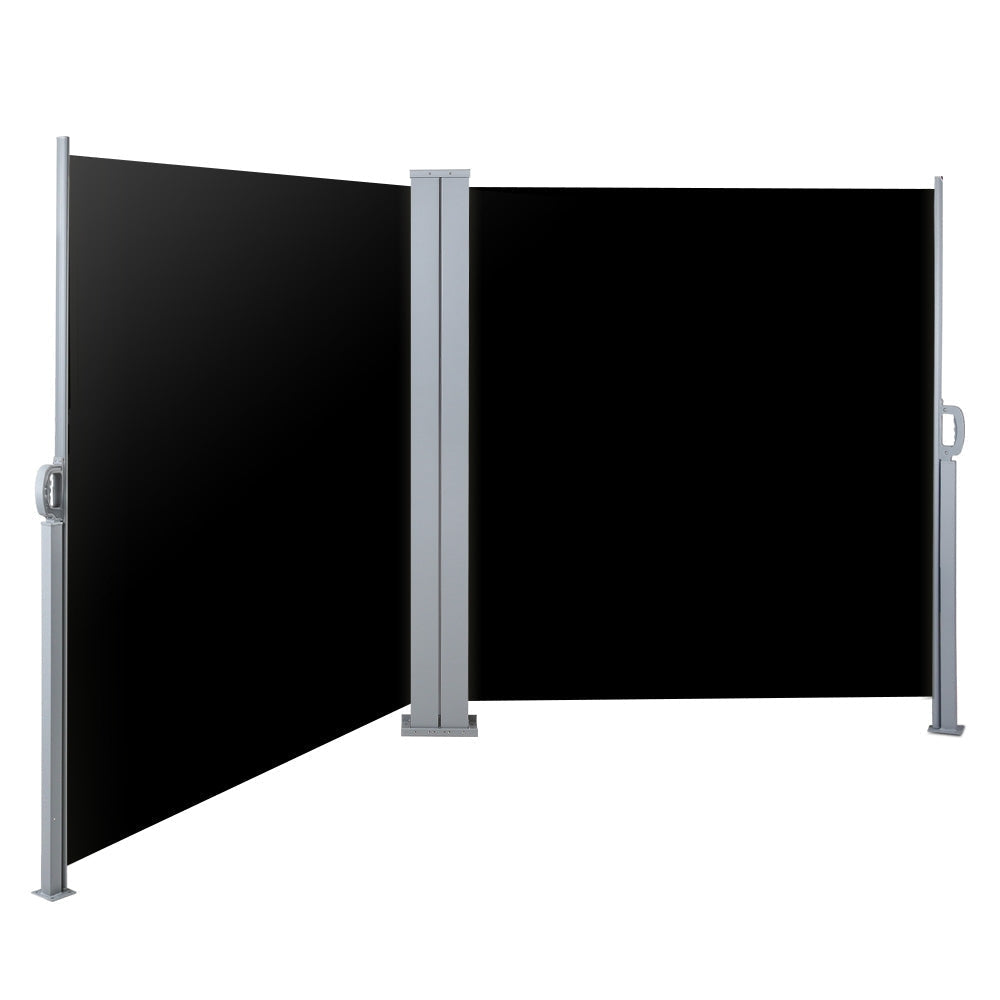 Side Awning Outdoor Blinds Retractable Sun Shade Black - 2x6m