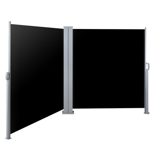 Side Awning Outdoor Blinds Retractable Sun Shade Black - 2x6m