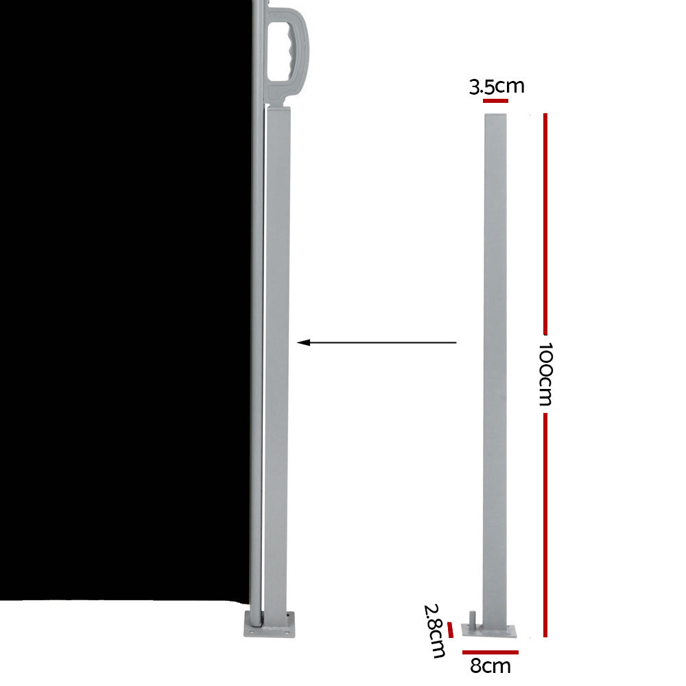 Side Awning Outdoor Blinds Retractable Sun Shade Black - 2x6m