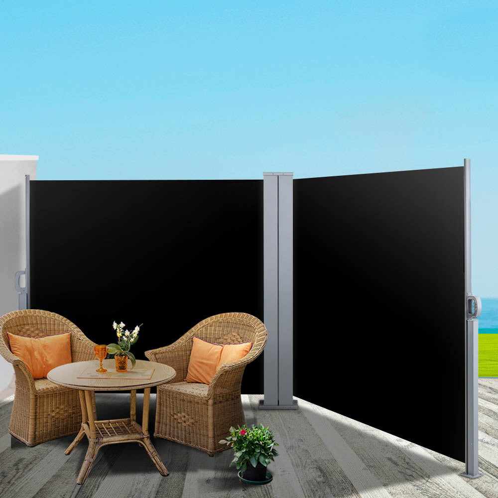 Side Awning Outdoor Blinds Retractable Sun Shade Black - 2x6m