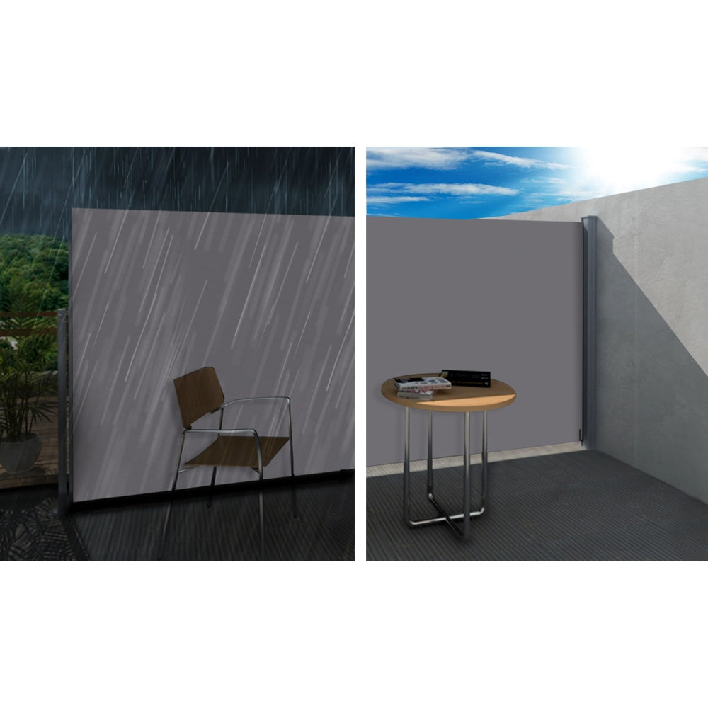 Sun Awning Shade Outdoor Retractable Screen Grey - 1.4x3m