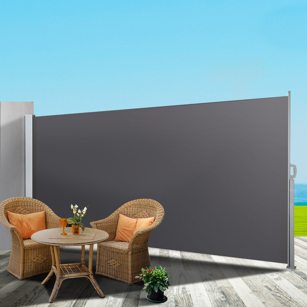 Sun Awning Shade Outdoor Retractable Screen Grey - 1.4x3m