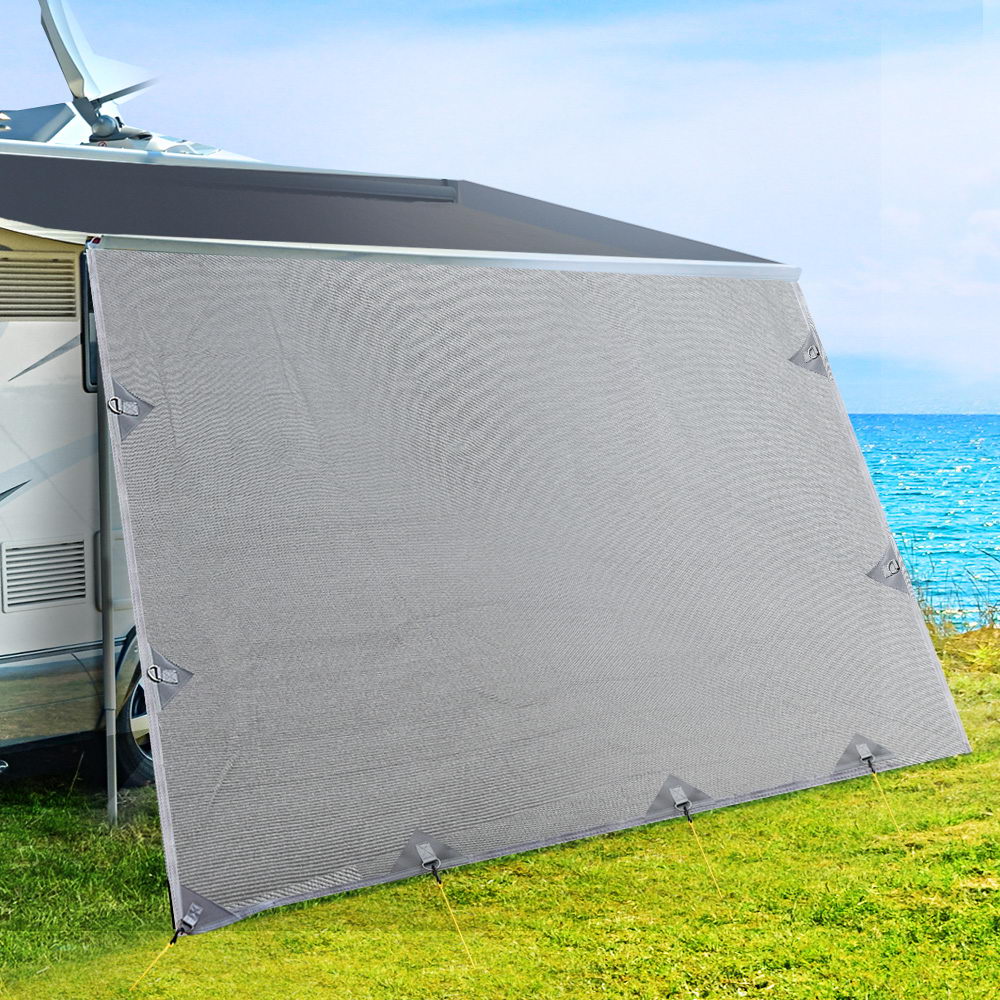 Caravan Privacy Screens Roll Out Awning End Wall Side Sun Shade - 3.7M