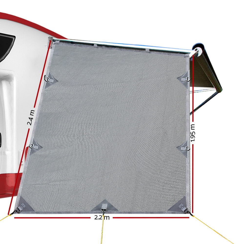 Caravan Privacy Screen End Wall Side Sun Shade Roll Awning 200GSM - Grey