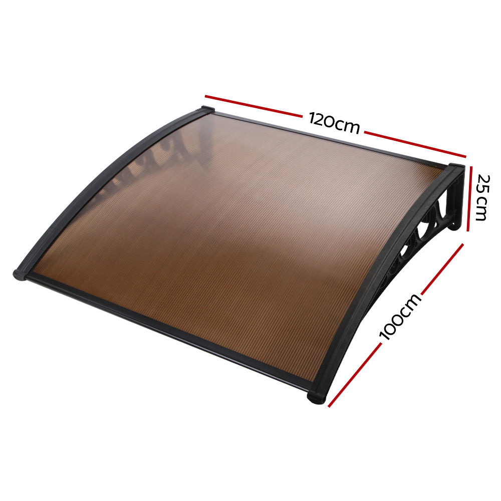 Window DIY Awning Outdoor Patio Sun Shield Brown - 1x1.2m