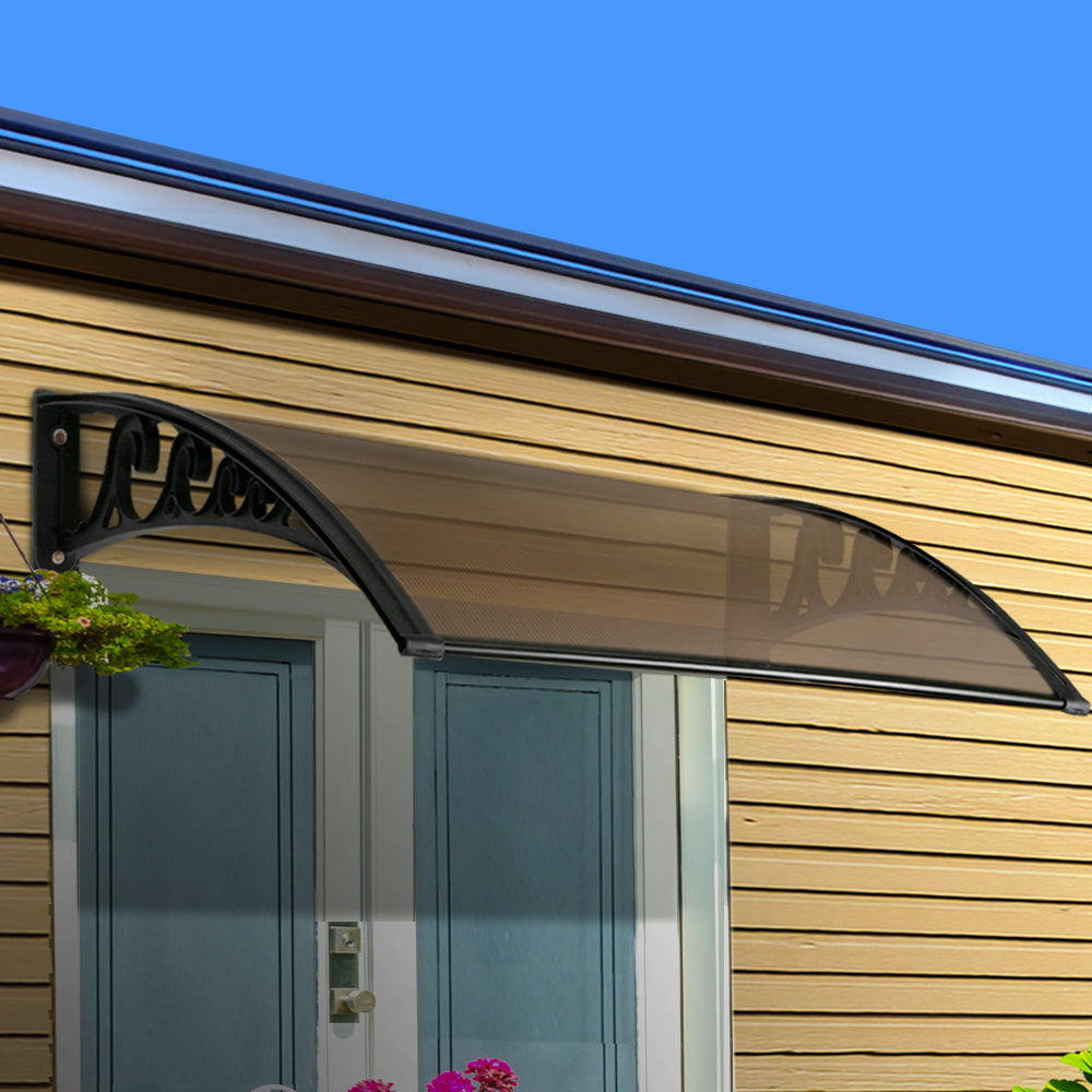 Window DIY Awning Outdoor Patio Sun Shield Brown - 1x1.2m