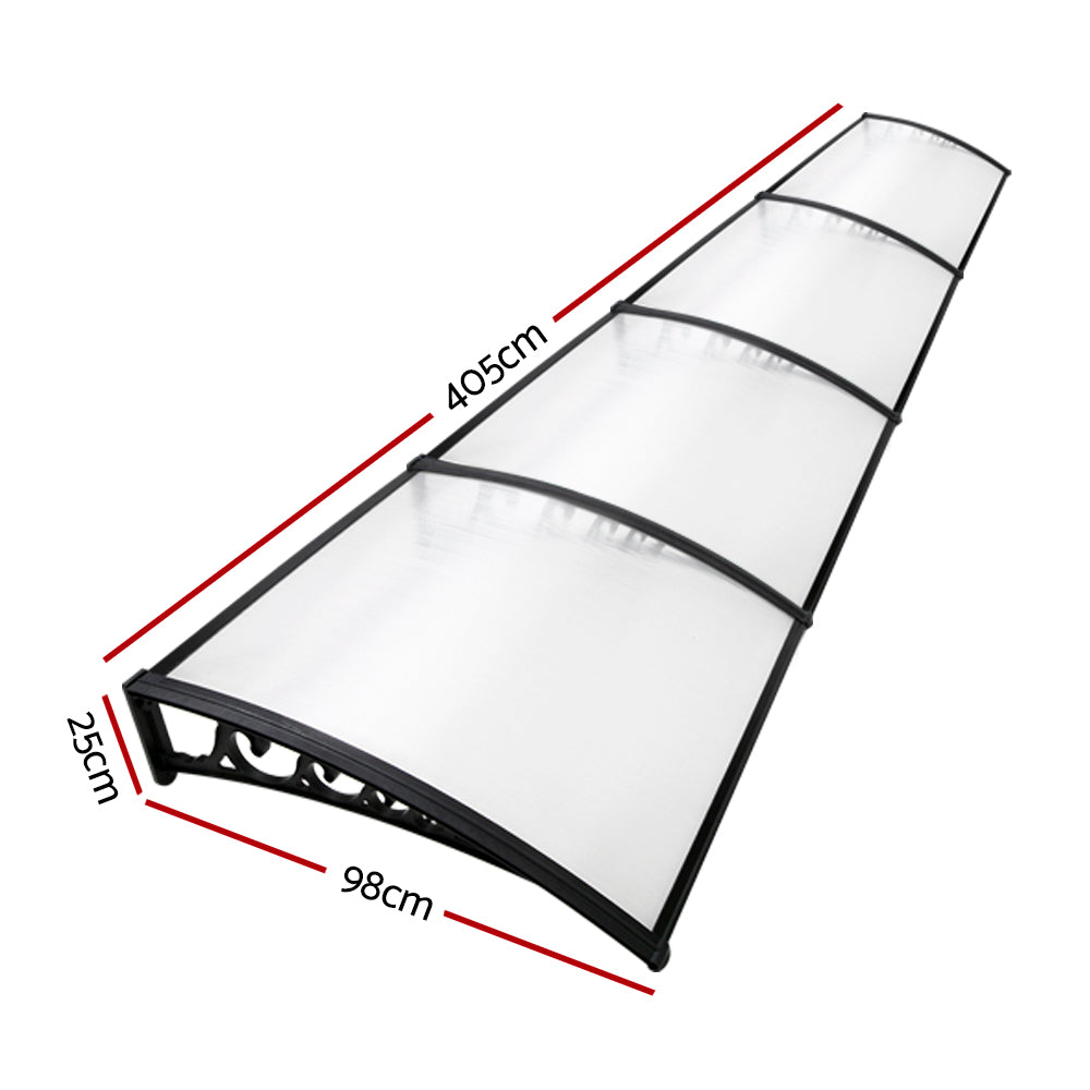 Patio DIY Window Door Awning Canopy UV Shield Transparent - 1x4m