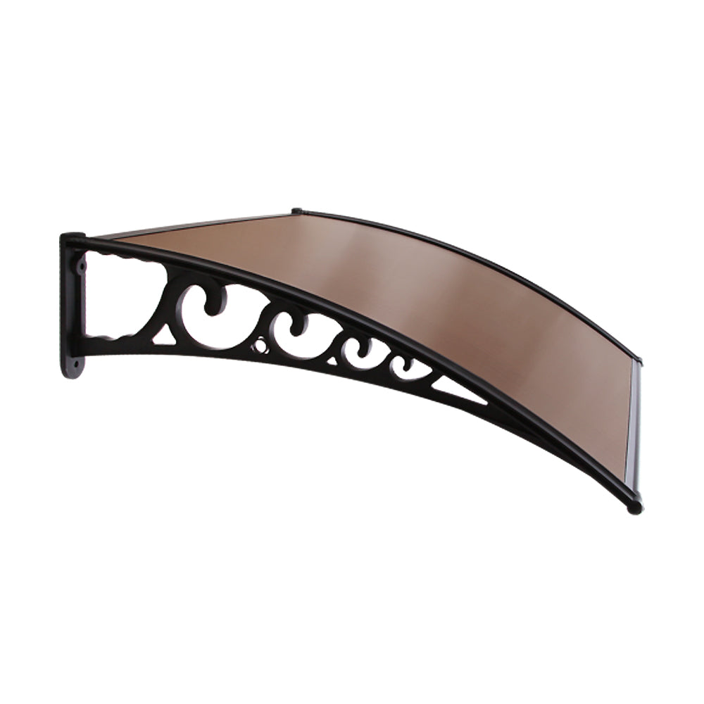 Patio DIY Window Door Awning Canopy UV Shield Brown - 1x4m