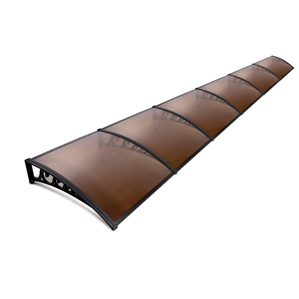 Patio DIY Window Door Awning Canopy UV Shield Brown - 1x6m