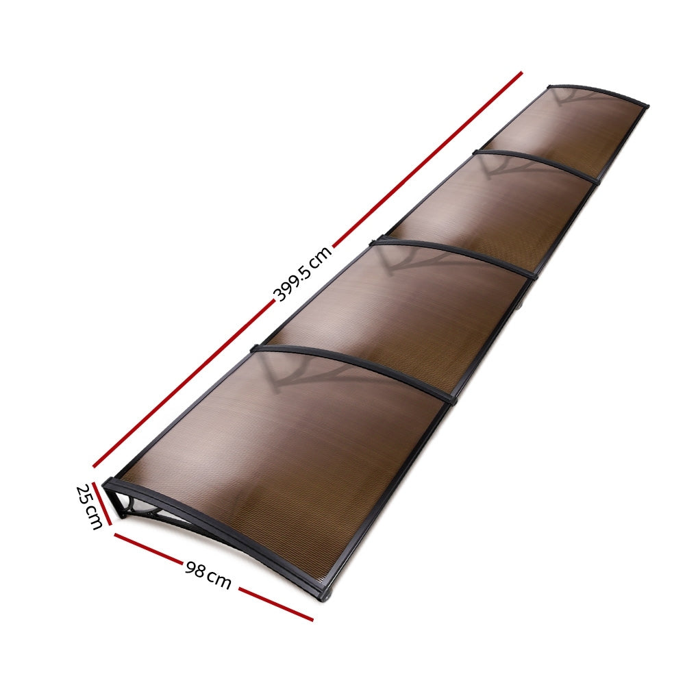 Window DIY Door Awning Patio Canopy UV Shield Brown - 1x4m