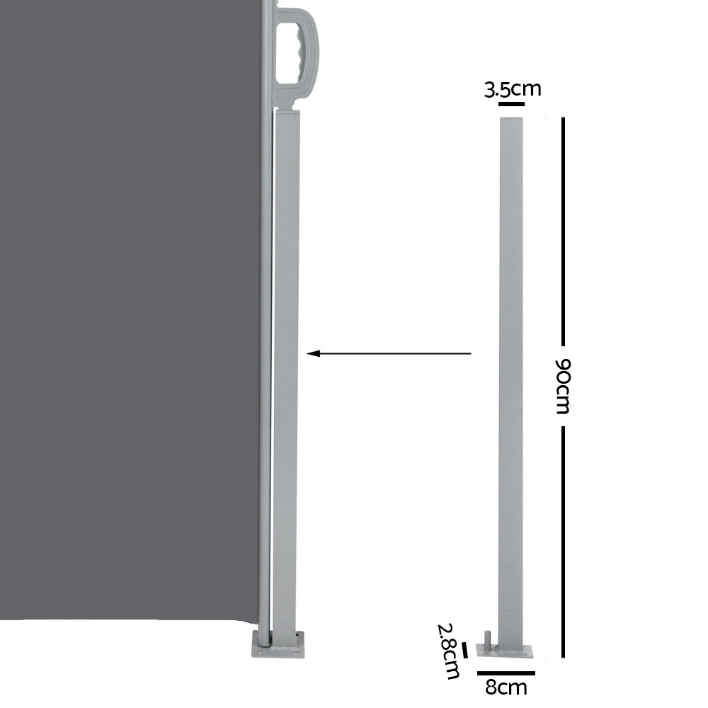 Retractable Side Awning Garden Patio Shade Screen Grey - 1.8x6m