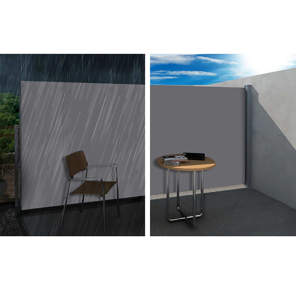 Side Awning Sun Shade Outdoor Blinds Grey Set of 2 - 1.8x3m