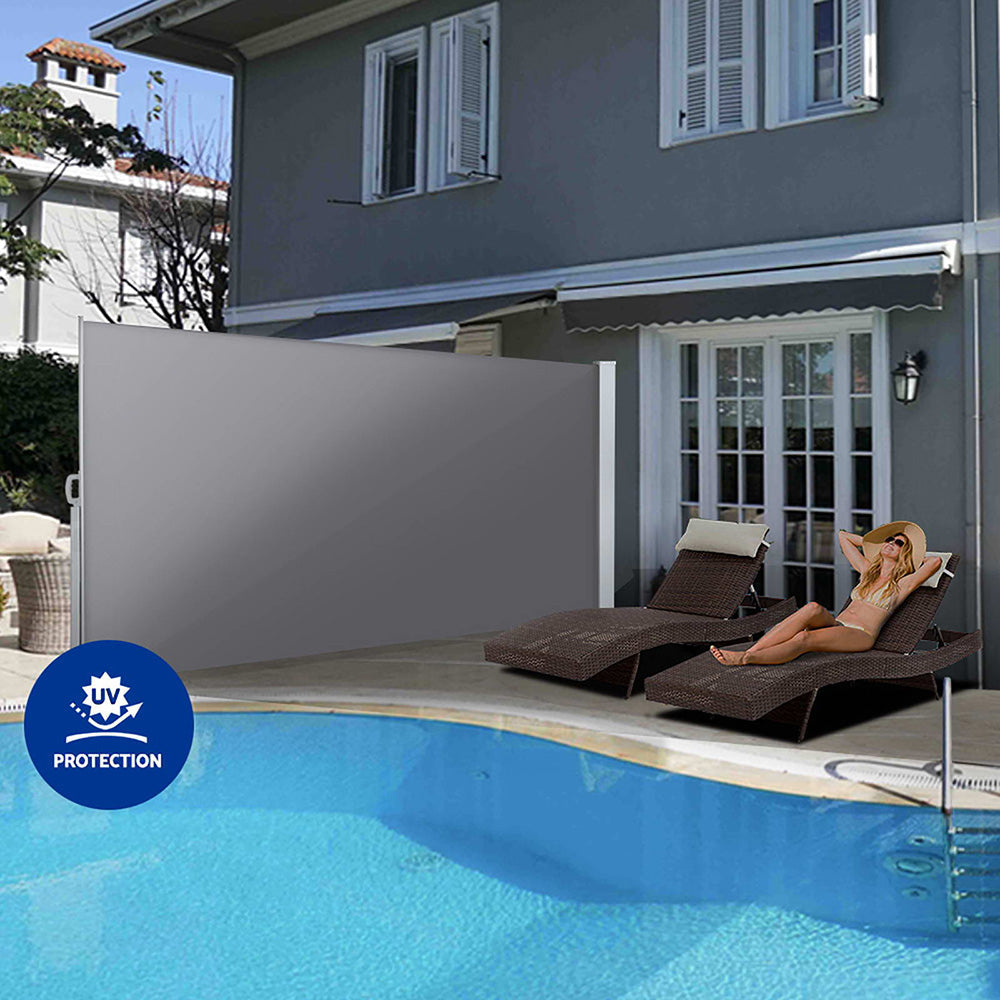 Side Awning Sun Shade Outdoor Blinds Grey Set of 2 - 1.8x3m