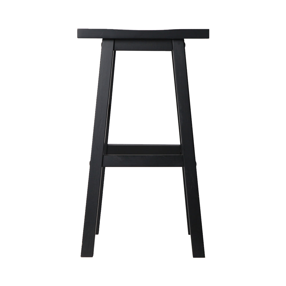 Set of 4 Beech Wood Bar Stools - Black