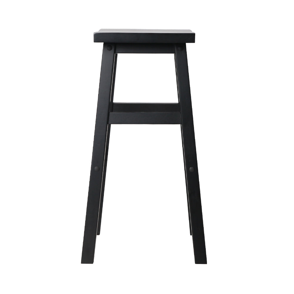 Set of 4 Beech Wood Bar Stools - Black