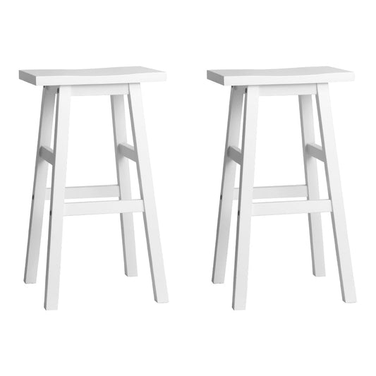 Set of 2 Beech Wood Bar Stools - White